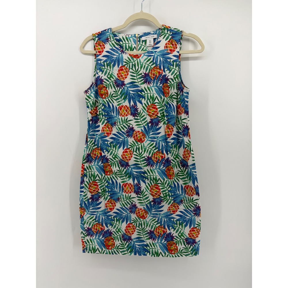 Tabitha‎ Webb Womens Size 2 Multicolor Pineapple Print Sleeveless Shift Dress